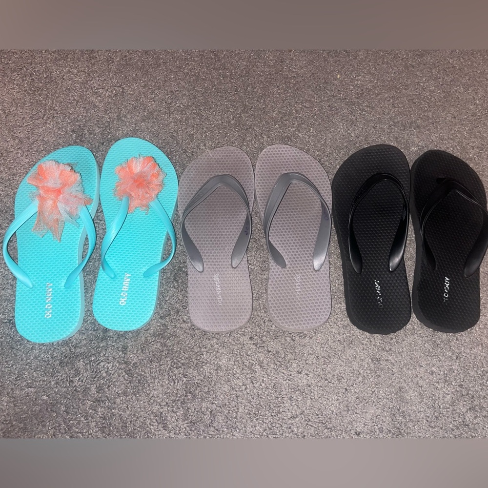 Youth Big Girls Flip Flop Lot (Set of 3) - Size 4/5 Old Navy